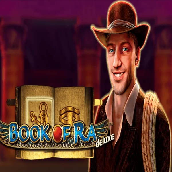 Book of Ra Deluxe slot icon by Novomatic, available at Hugo Casino