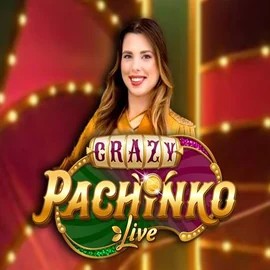 Crazy Pachinko slot logo by Evolution at Hugo Casino