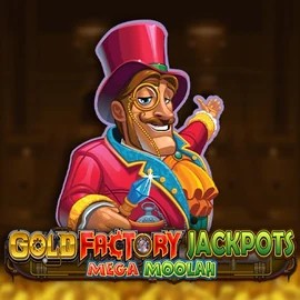 Jackpots logo of Gold Factory Jackpots Mega Moolah from Aurum Signature Studios at Hugo Casino