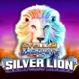 Stellar Jackpots with Silver Lion online game logo by Lightning Box Game on hugocasinoo.com